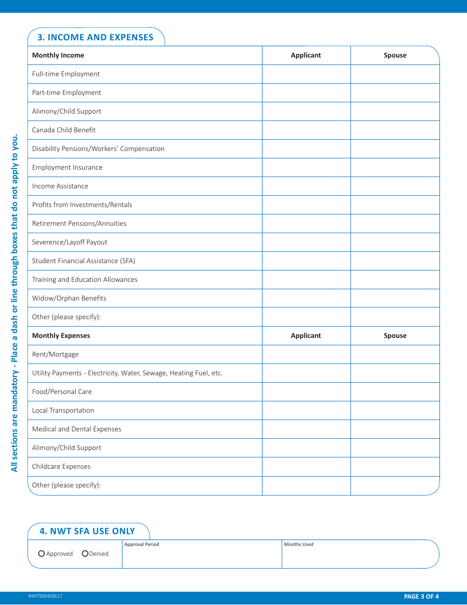 Form NWT9004 Application for Interest Relief - Northwest Territories, Canada, Page 3