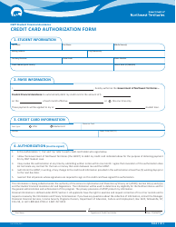 Document preview: Form NWT9006 Credit Card Authorization Form - Northwest Territories, Canada