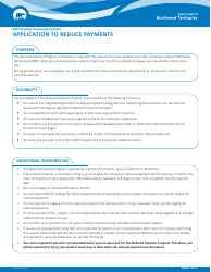 Form NWT9003 Application to Reduce Payments - Northwest Territories, Canada