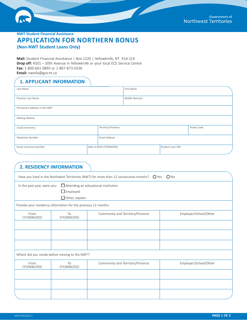 Form NWT9002 Download Fillable PDF or Fill Online Application for ...