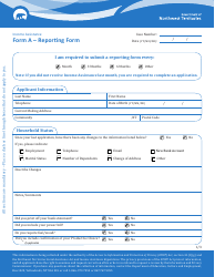 Form A &quot;Reporting Form&quot; - Northwest Territories, Canada