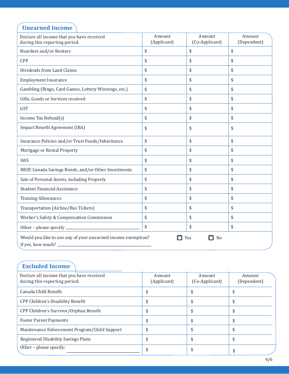 Application for Income Assistance - Northwest Territories, Canada, Page 4