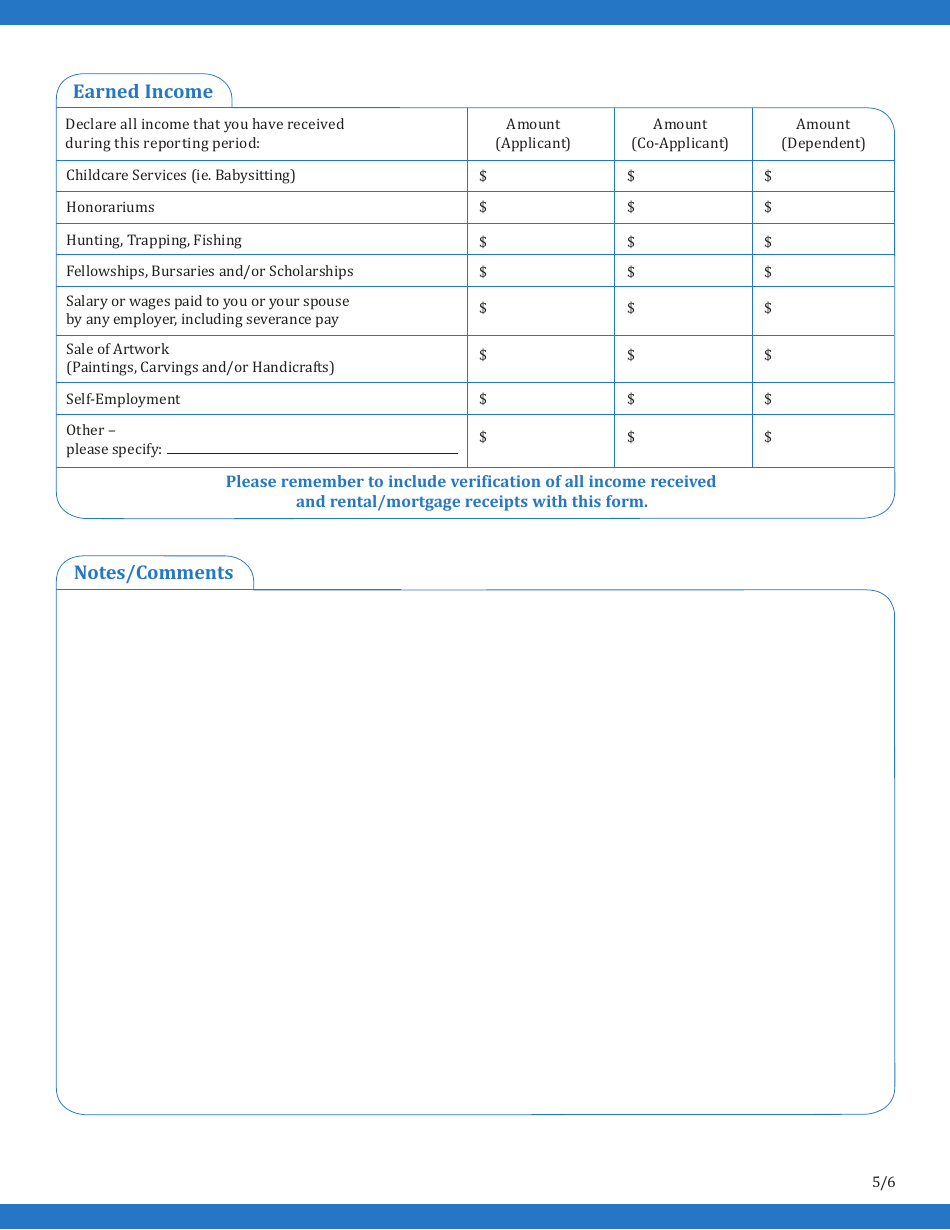 Application for Income Assistance - Northwest Territories, Canada, Page 5