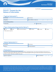 Document preview: Form H Consent for the Release of Information - Northwest Territories, Canada