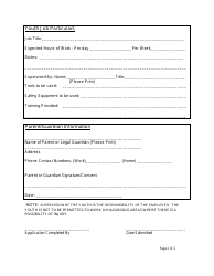 Application for Youth Employment - Northwest Territories, Canada, Page 2