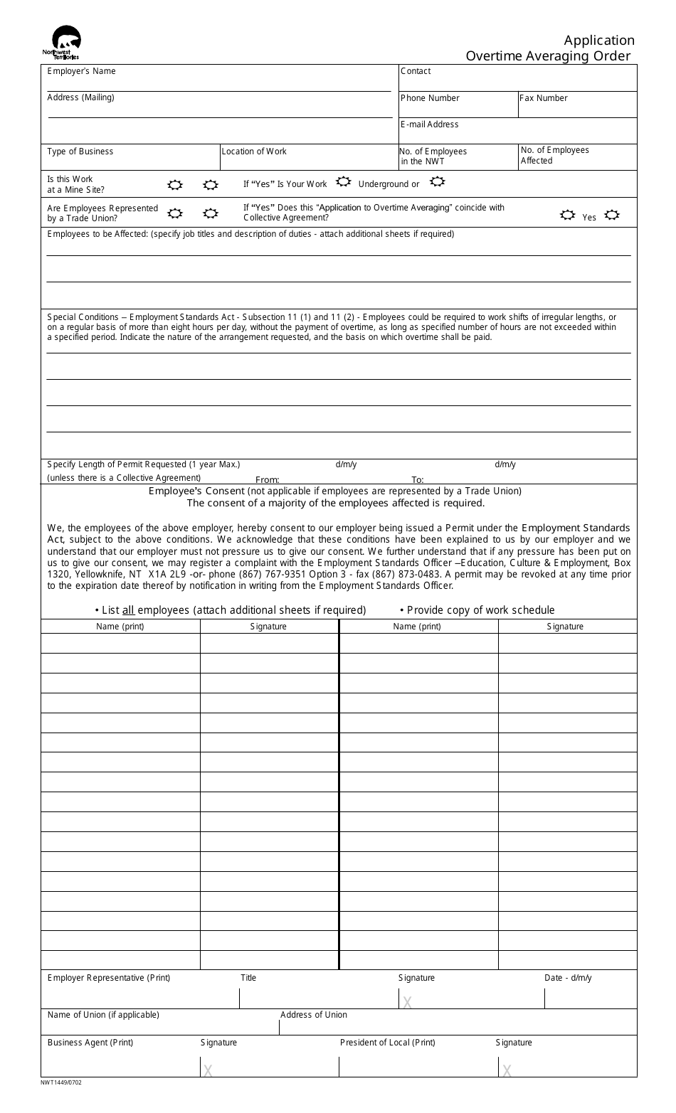 Form NWT1449 - Fill Out, Sign Online and Download Printable PDF ...