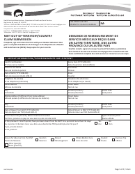 Form NWT9038 &quot;Nwt out-Of-Territory/Country Claim Submission&quot; - Northwest Territories, Canada (English/French)