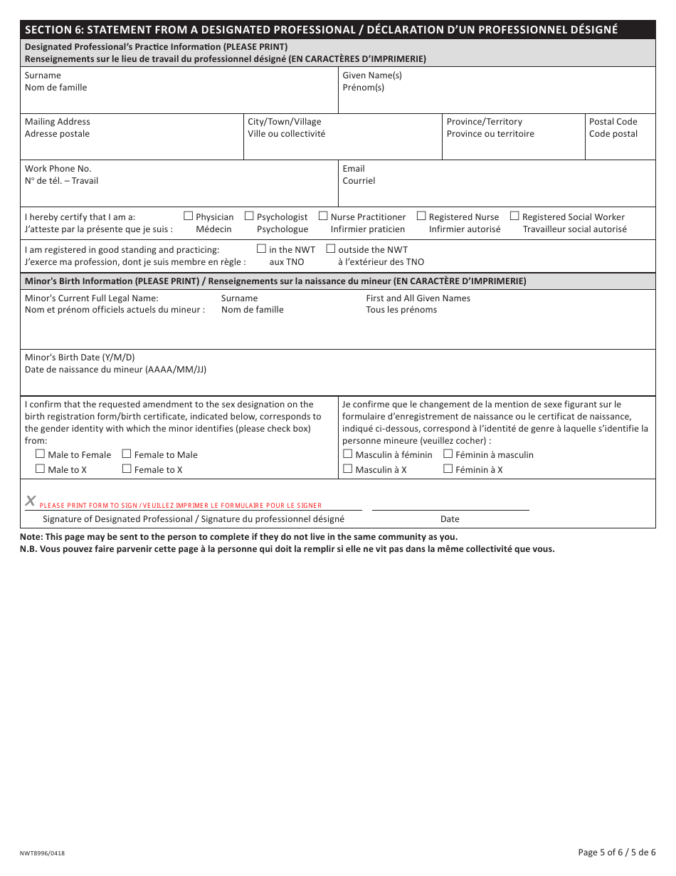 Form Nwt8996 Fill Out Sign Online And Download Fillable Pdf Northwest Territories Canada 2324