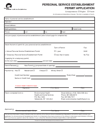Form NWT8849 Personal Service Establishment Permit Application - Northwest Territories, Canada