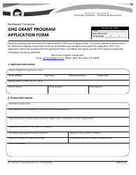 Document preview: Ghg Grant Program Application Form - Northwest Territories, Canada