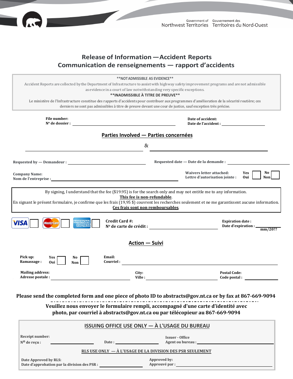 Release of Information - Accident Reports - Northwest Territories, Canada (English / French), Page 1