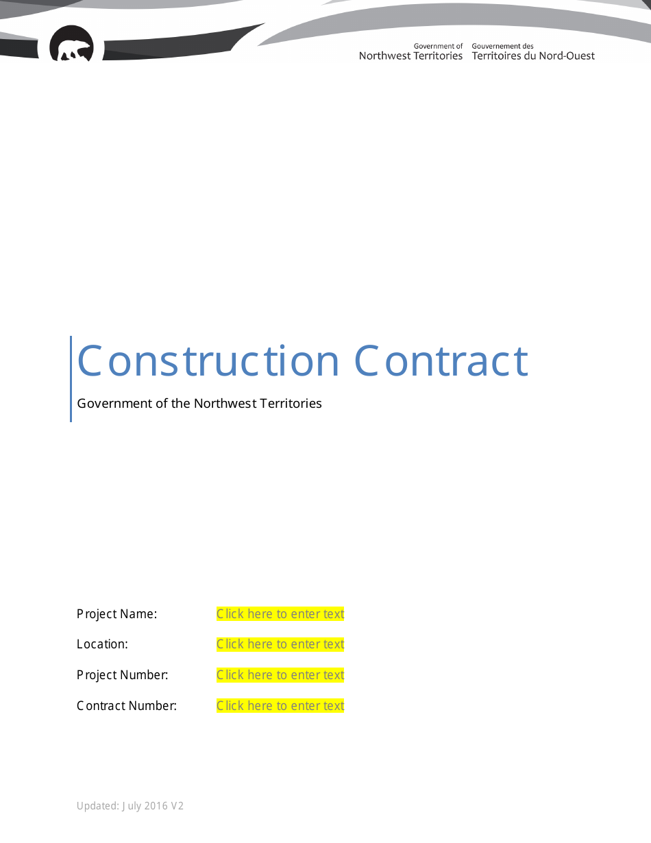 Construction Contract - Northwest Territories, Canada, Page 1