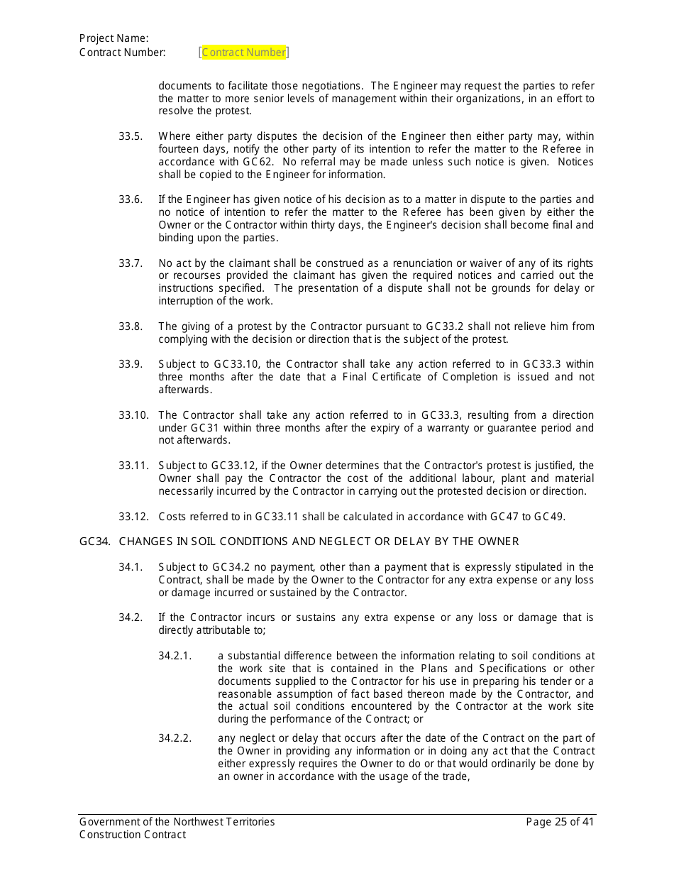 Construction Contract - Northwest Territories, Canada, Page 26