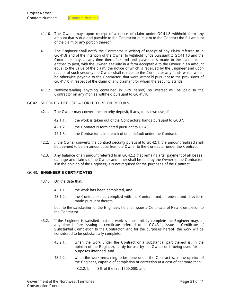 Construction Contract - Northwest Territories, Canada, Page 32
