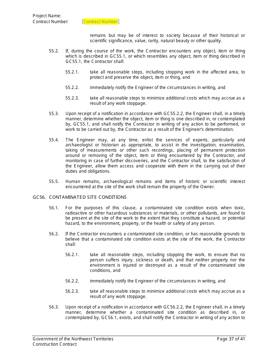 Construction Contract - Northwest Territories, Canada, Page 38