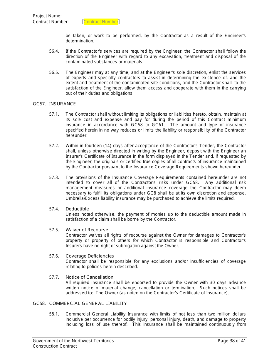 Construction Contract - Northwest Territories, Canada, Page 39