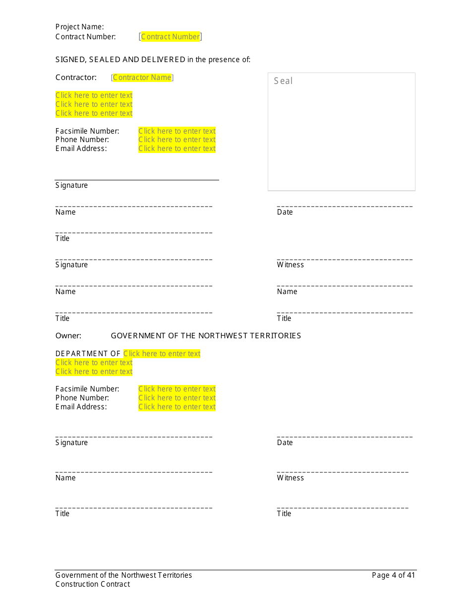 Construction Contract - Northwest Territories, Canada, Page 5