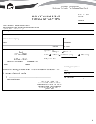 Application for Permit for Gas Installations - Northwest Territories, Canada