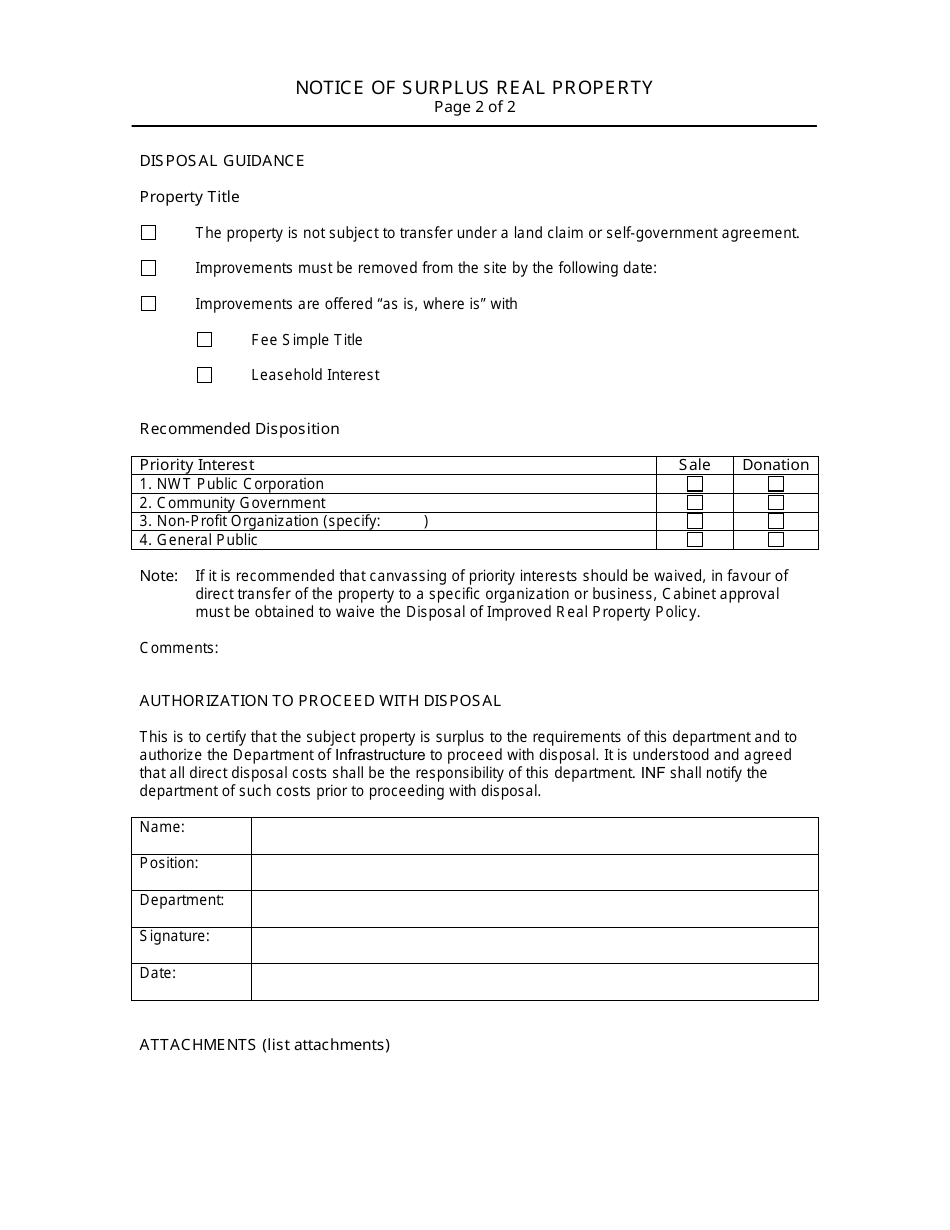 Notice of Surplus Real Property - Northwest Territories, Canada, Page 2
