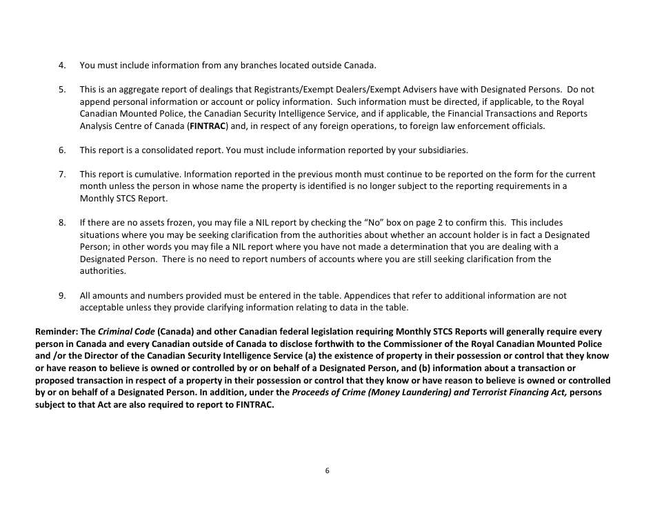 Monthly Suppression of Terrorism and Canadian Sanctions Report - Canada, Page 6