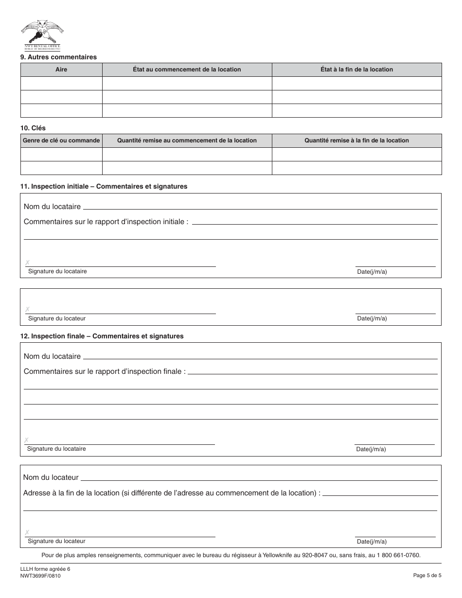 Forme 6 (NWT3699) Rapport Dinspection Initiale Et Dinspection Finale - Northwest Territories, Canada (French), Page 5