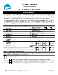 Document preview: Nwt Victim Notification Program Application Form - Northwest Territories, Canada