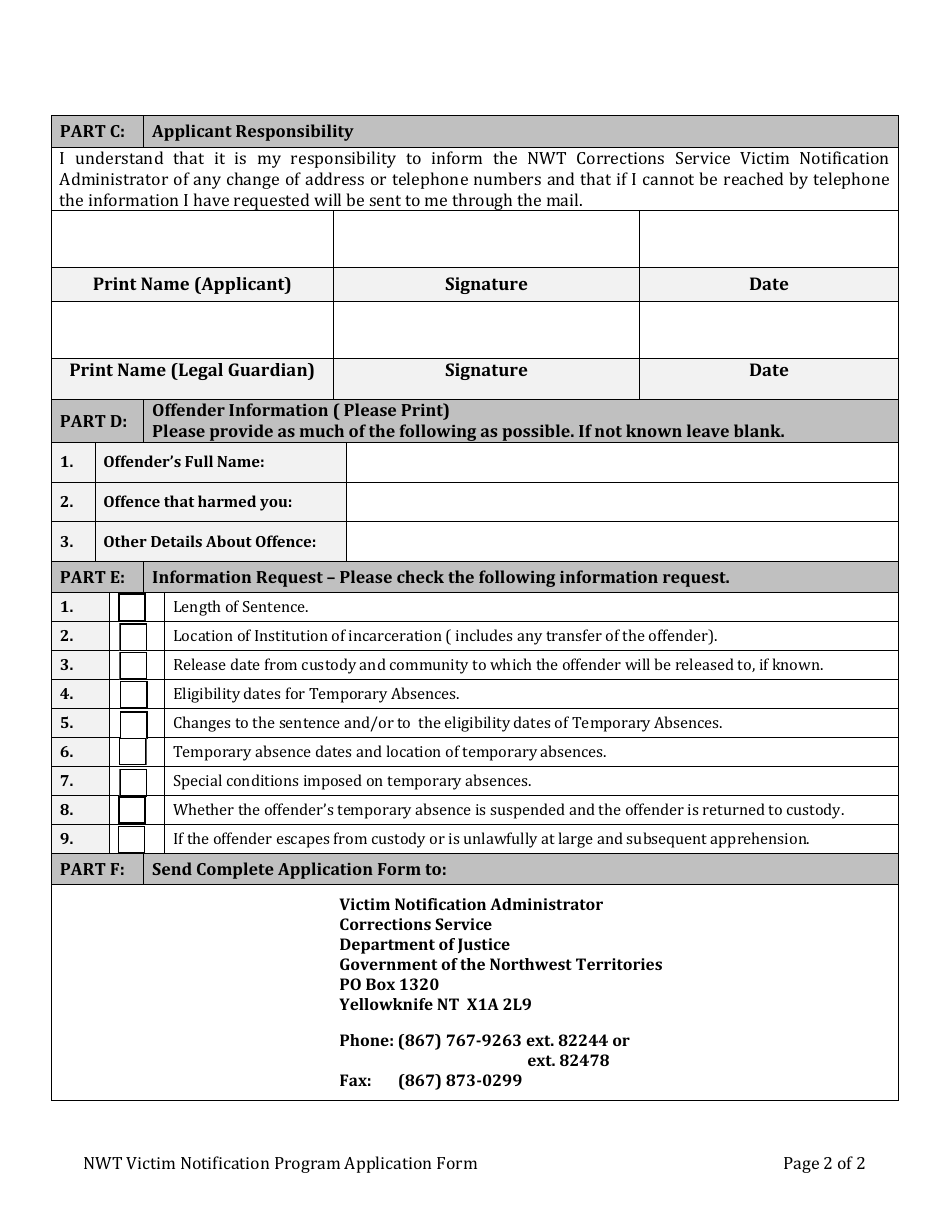 Northwest Territories Canada Nwt Victim Notification Program ...