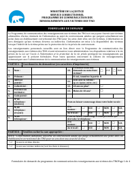 Document preview: Programme De Communication DES Renseignements Aux Victimes DES Tno Formulaire De Demande - Northwest Territories, Canada (French)