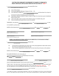 &quot;Proxy Certificate Application Form for the Election of Chief&quot; - Northwest Territories, Canada