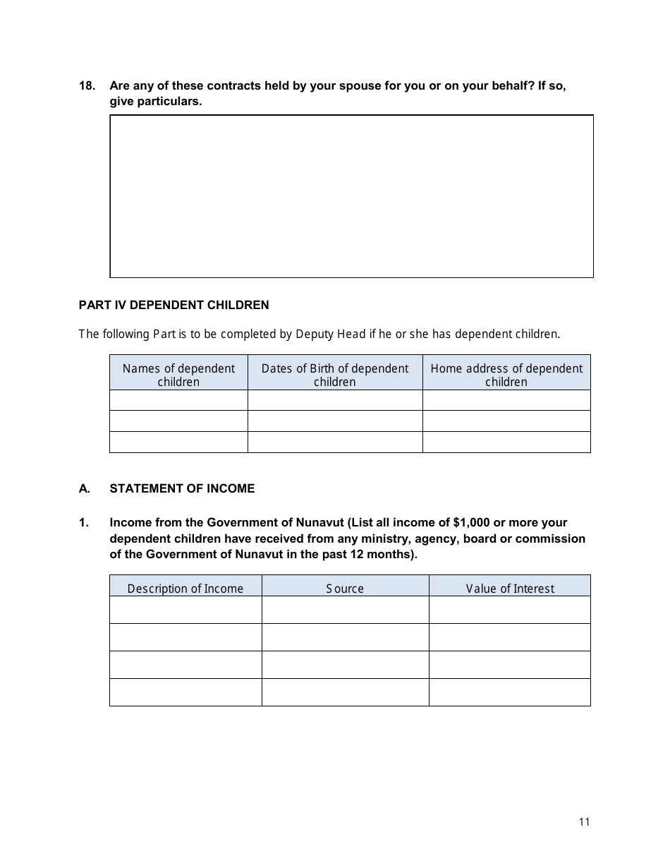 Appendix B Confidential Disclosure Report (Deputy Head) - Nunavut, Canada, Page 11