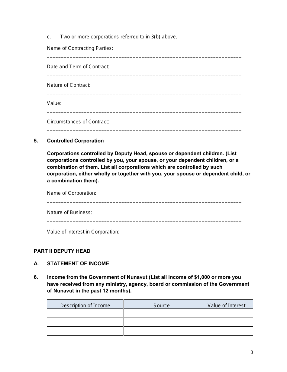 Appendix B Confidential Disclosure Report (Deputy Head) - Nunavut, Canada, Page 3