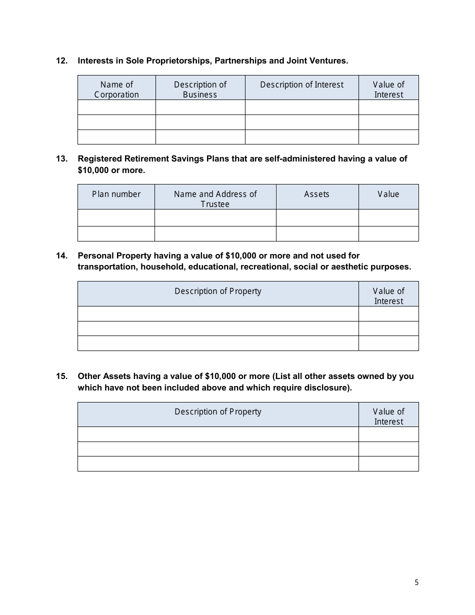 Appendix B Confidential Disclosure Report (Deputy Head) - Nunavut, Canada, Page 5