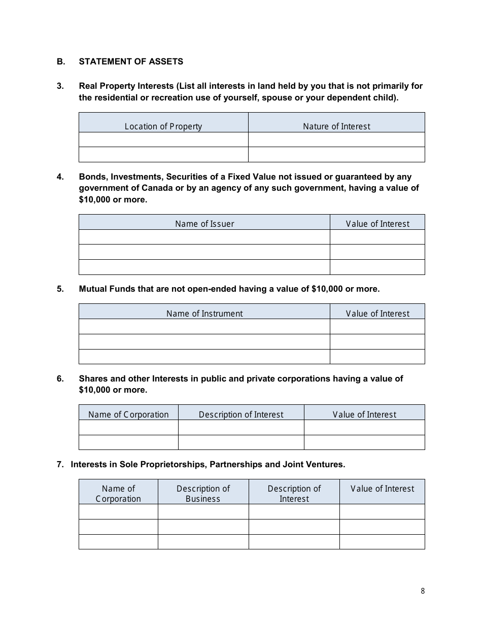 Appendix B Confidential Disclosure Report (Deputy Head) - Nunavut, Canada, Page 8