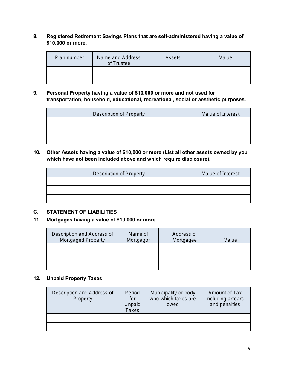 Appendix B Confidential Disclosure Report (Deputy Head) - Nunavut, Canada, Page 9