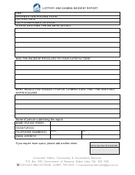 Lottery and Gaming Incident Report Form - Nunavut, Canada
