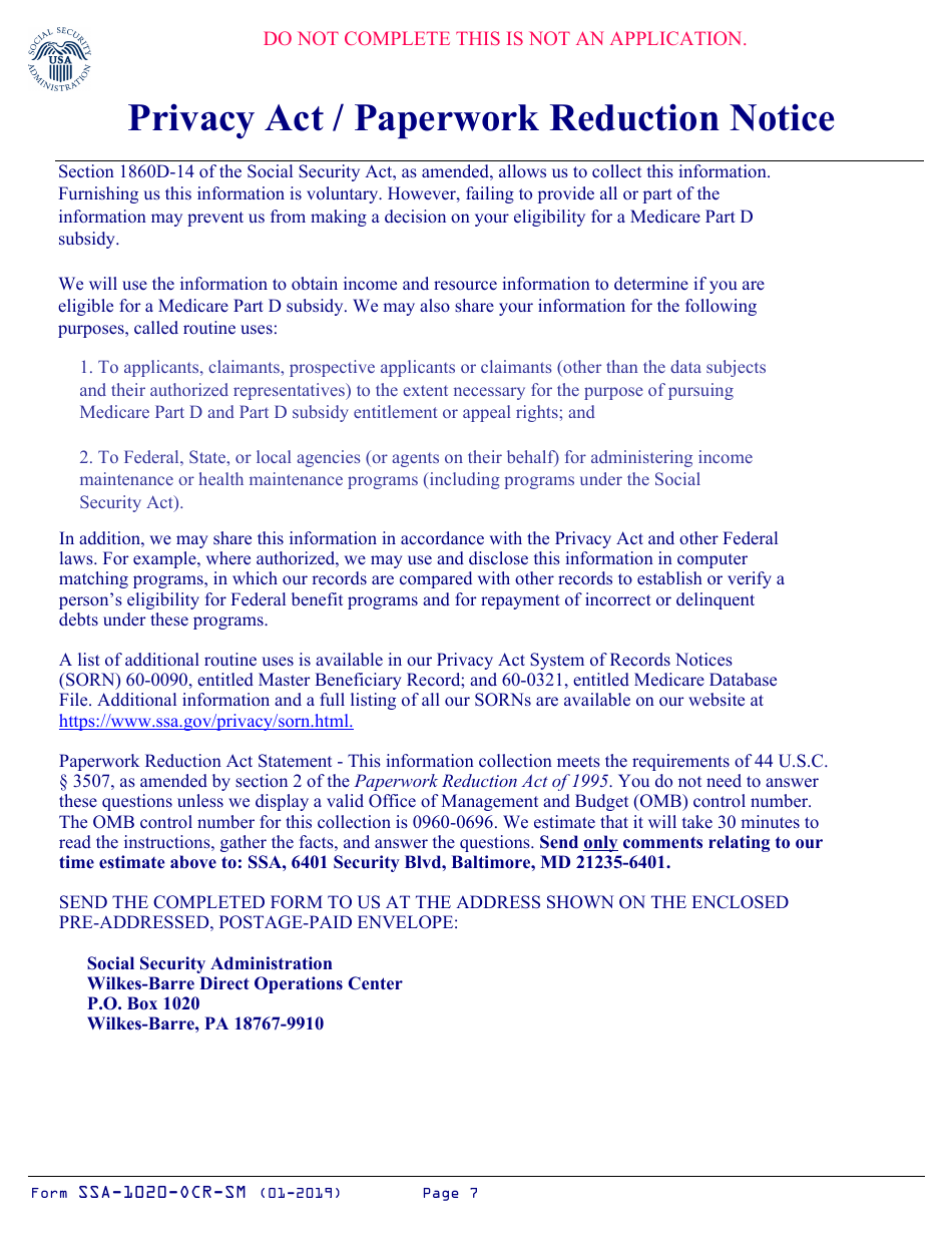Instructions for Form SSA-1020 Application for Extra Help With Medicare Prescription Drug Plan Costs, Page 8
