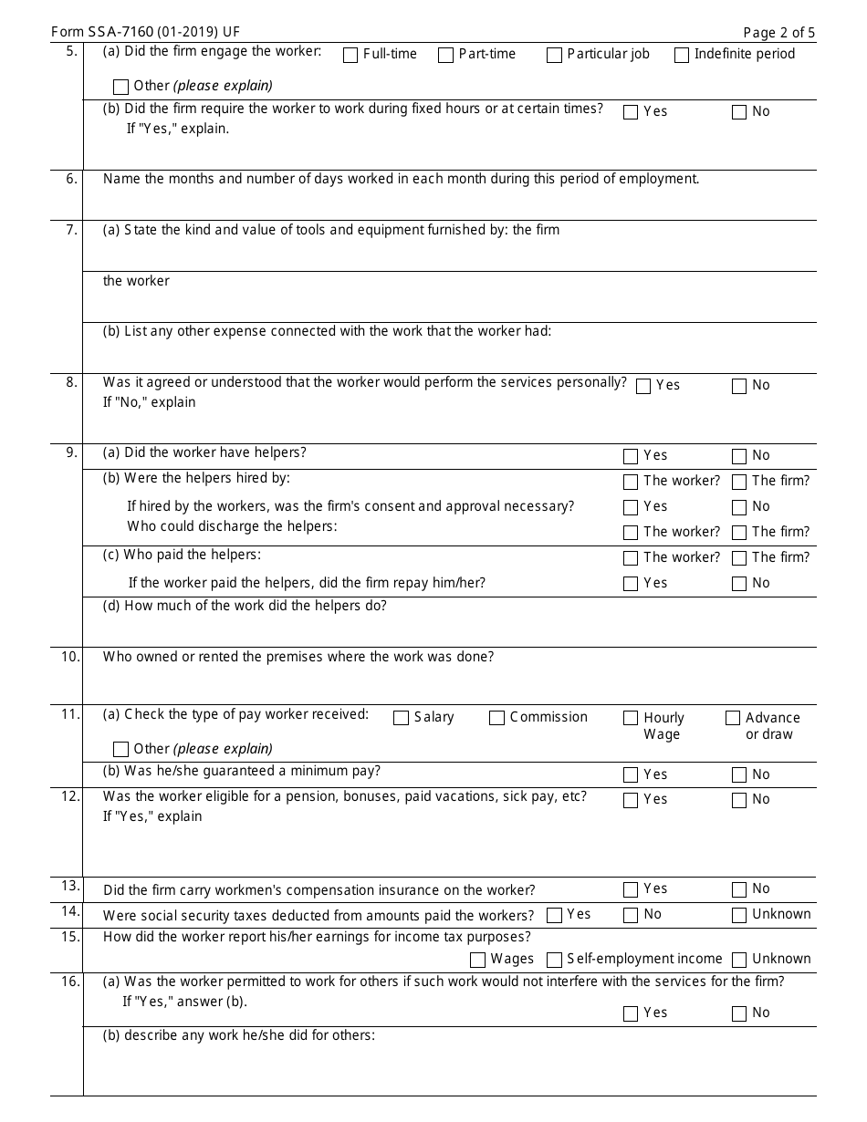 Form SSA-7160 - Fill Out, Sign Online and Download Fillable PDF ...