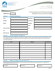 Document preview: Archeology and Palaeontology Permit Application Form - Nunavut, Canada