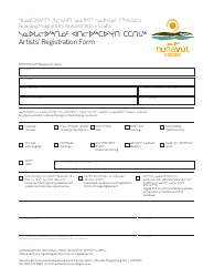 Document preview: Artists' Registration Form - Nunavut, Canada (English/Inuktitut)