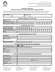 Document preview: Request Form for Driver's Abstracts, Searches and Accident Reports - Nunavut, Canada