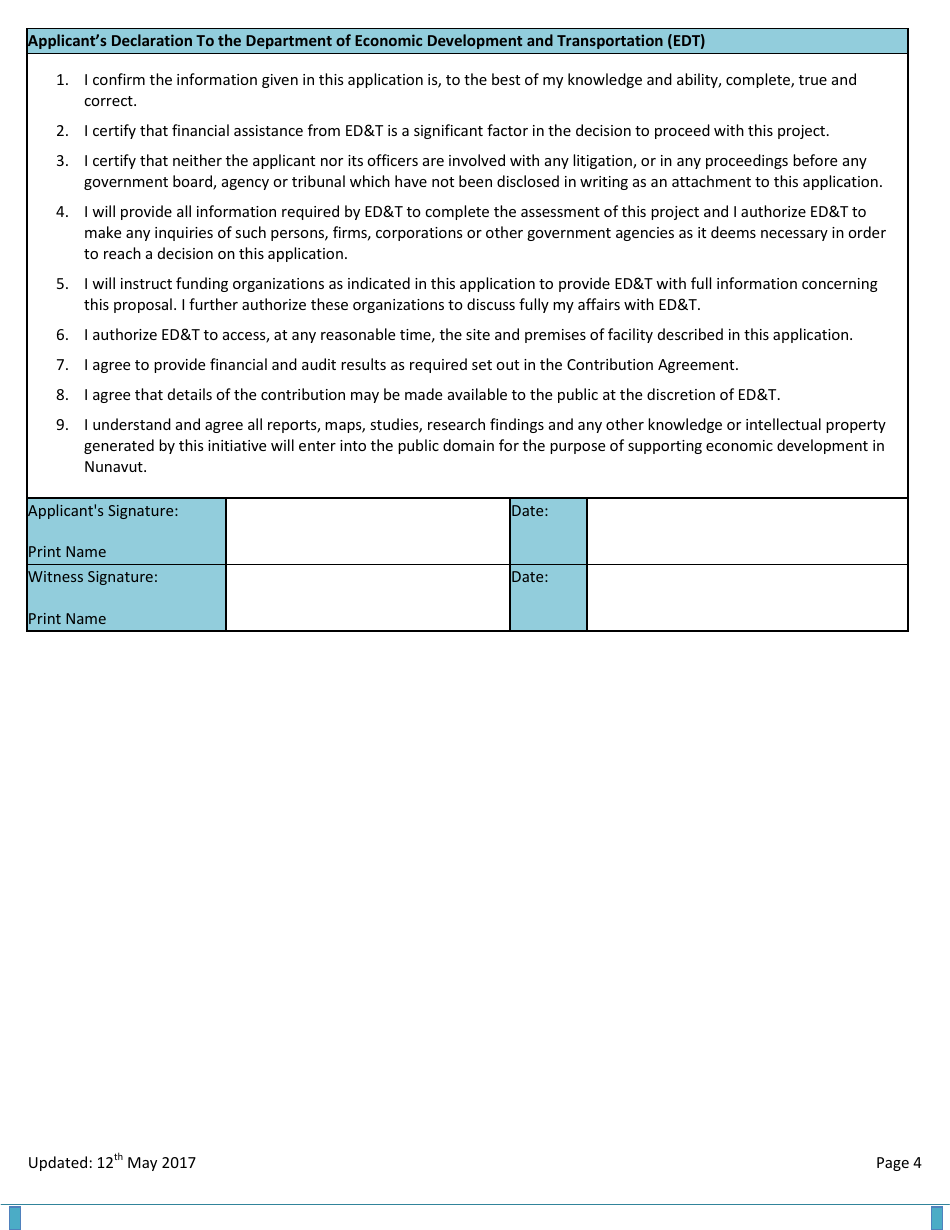 Community Tourism and Cultural Industries Application Form - Nunavut, Canada, Page 4