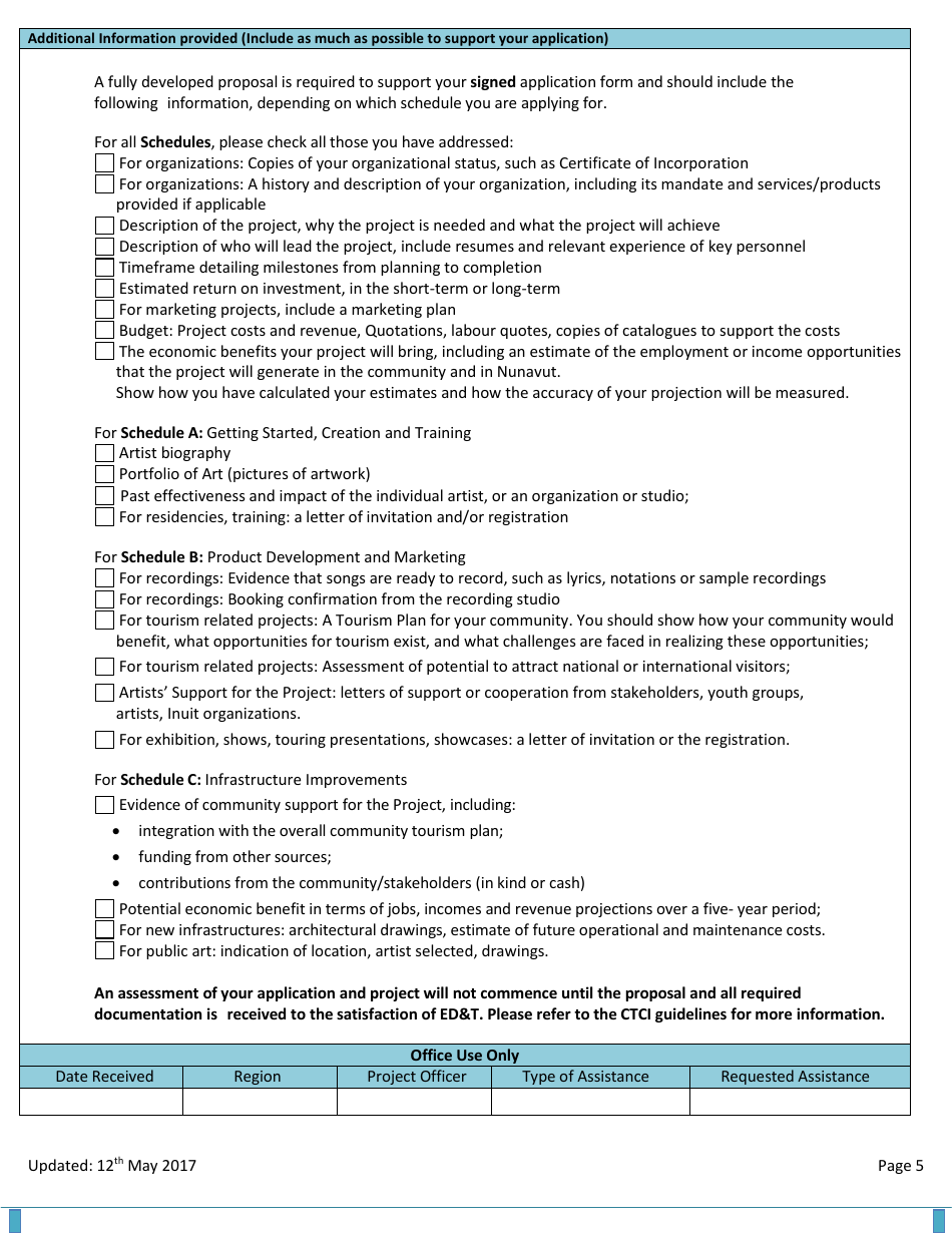 Community Tourism and Cultural Industries Application Form - Nunavut, Canada, Page 5
