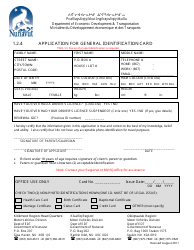 Document preview: Application for General Identification Card - Nunavut, Canada