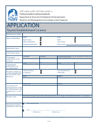 Document preview: Tourist Establishment Licence Application - Nunavut, Canada