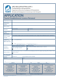 Tourist Establishment Licence Renewal Application - Nunavut, Canada