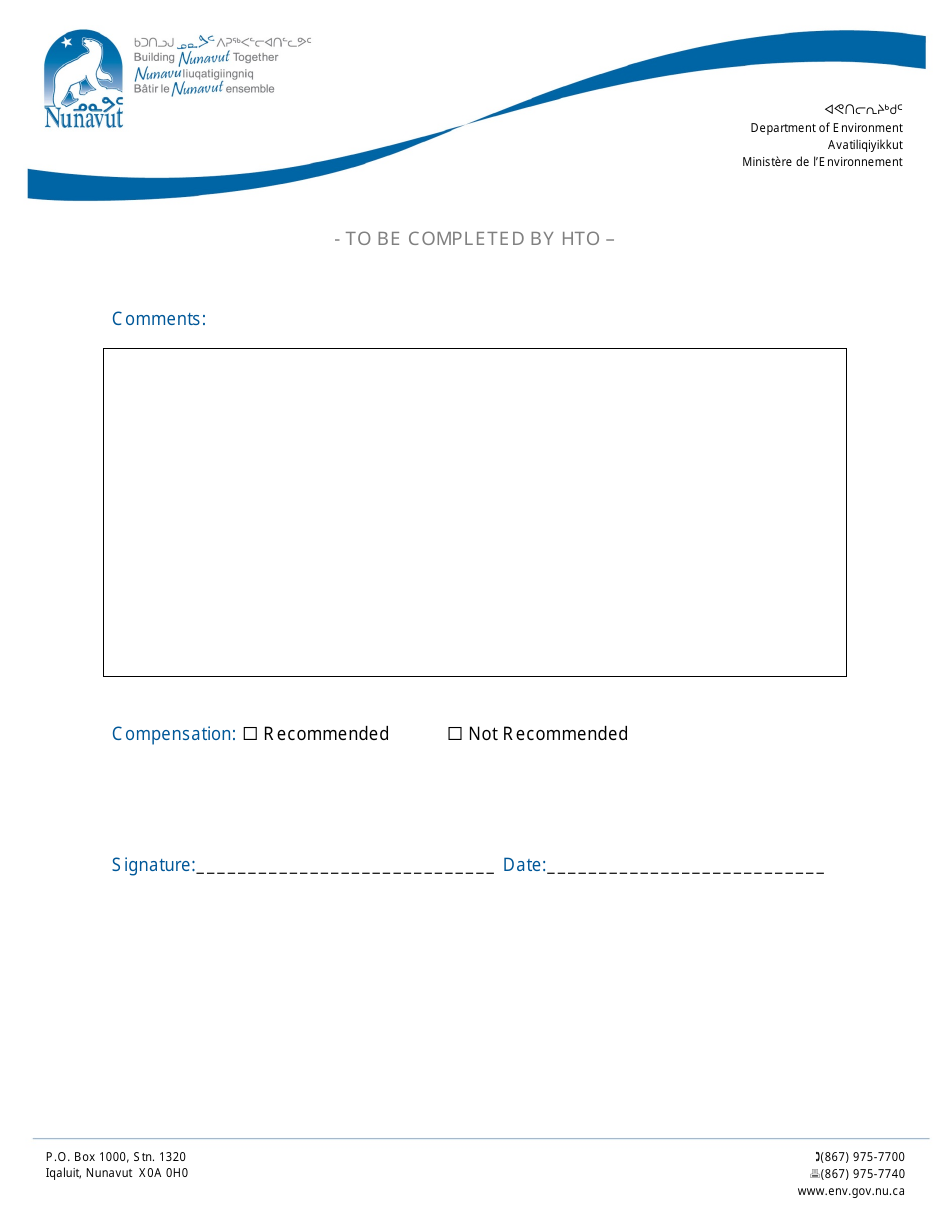 Wildlife Damage Compensation Claim Form - Nunavut, Canada, Page 4