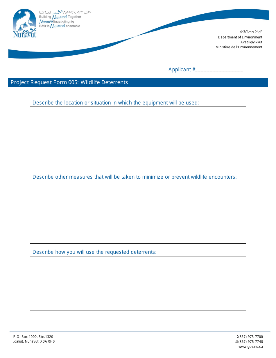 Project Request Form 005 Wildlife Deterrents - Nunavut, Canada, Page 1