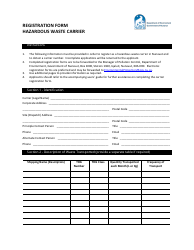 Registration Form for Hazardous Waste Carrier - Nunavut, Canada