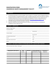 Registration Form Hazardous Waste Management Facility - Nunavut, Canada