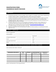 Registration Form for Hazardous Waste Receiver - Nunavut, Canada